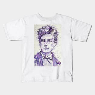 ARTHUR RIMBAUD watercolor and ink portrait Kids T-Shirt